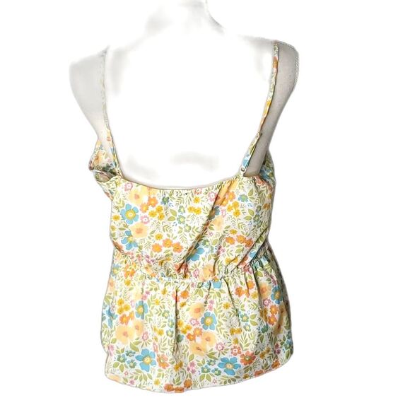 Top Faux Wrap Blouse by Milk & Honey multicolor floral lace trim, Size L - Picture 4 of 6